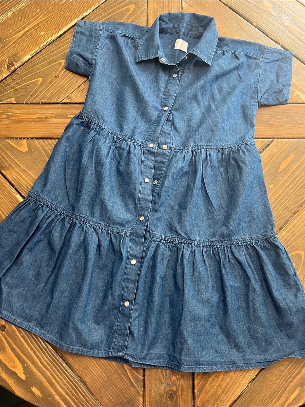 Denim Crewcuts Button-Front Tiered Dress for Kids - Blue